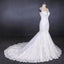 Sweetheart Mermaid Lace Appliques Button Back Long Wedding Dress INQ29