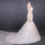 Charming Mermaid Tulle Wedding Dress, Chapel Train Long Bridal Gown INQ14