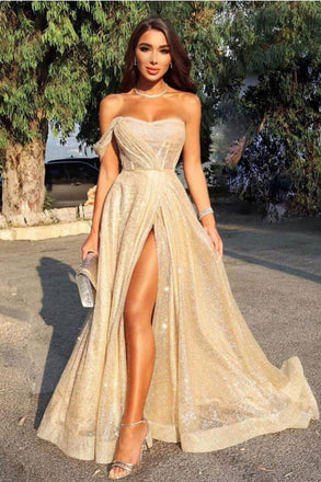 Sweetheart A Line Floor Length Cheap Prom Dress With Slit INP83