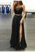 Simple Black Two Pieces Long Cheap Modest Prom Dresses Party Dresses K772