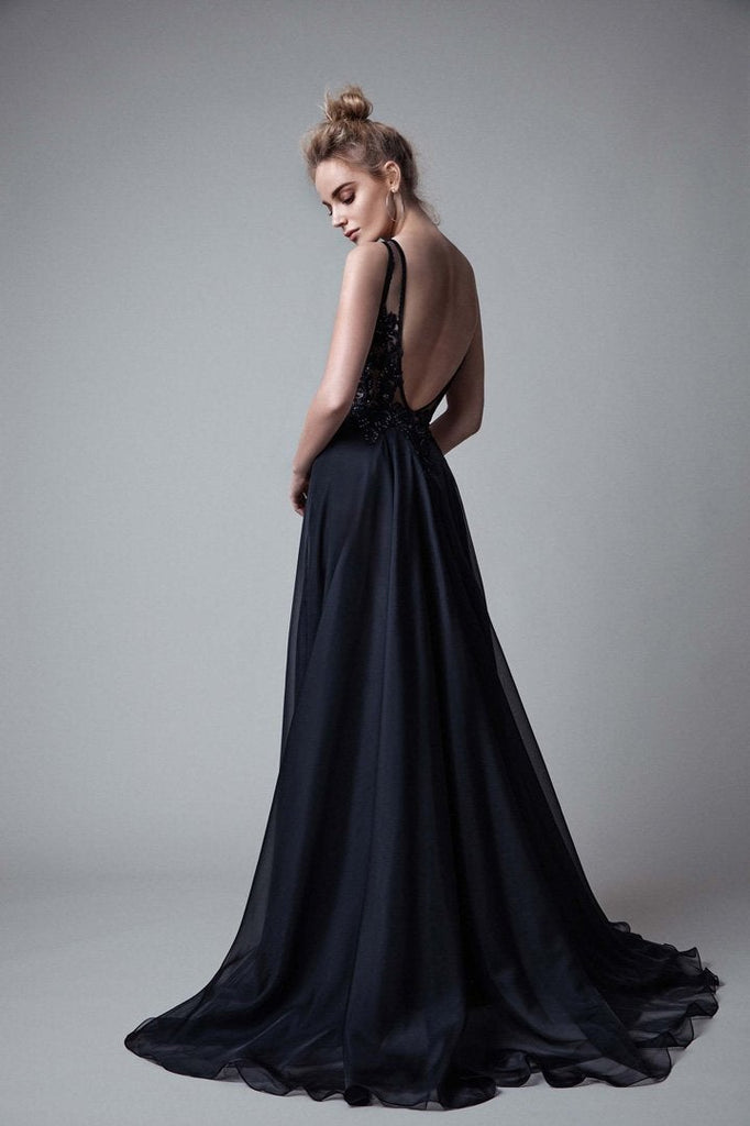 A Line Prom Dresses,V-neck Sexy Evening Party Dresses, Long Formal Dress IN186