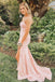 Elegant Strapless Pink Lace Long Prom Dress with Side Slit IN1804