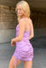 Tie Shoulder Lilace Pleated Homecoming Dresses Short School Party Dress INHD31