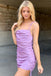 Tie Shoulder Lilace Pleated Homecoming Dresses Short School Party Dress INHD31