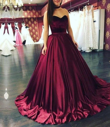 Unique A Line Sweetheart Burgundy Long Ball Gown Prom Dress,stunning Evening Dresses IN252