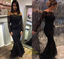 Mermaid Black Elegant Off the Shoulder Long Lace Long Sleeves Sexy Prom Dress IN141