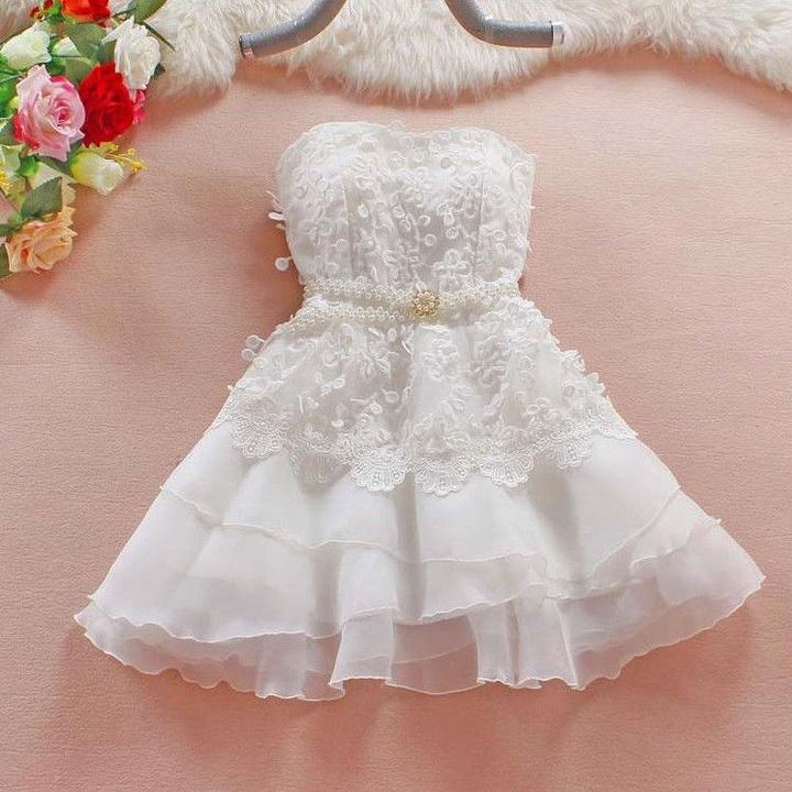Cute A-Line Short Sweetheart Homecoming Dresses,Lace Short Strapless Summer Prom Dresses IN410