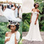 Popular Off the Shoulder Long A-line Ivory Chiffon Sexy Beach Wedding Dresses IN796