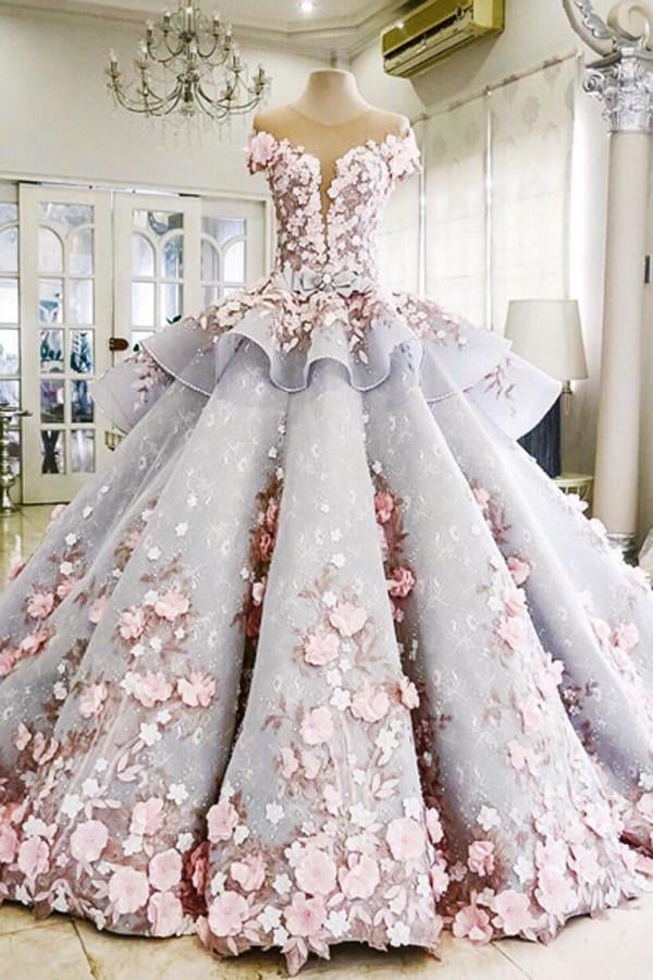 Pretty Backless Quinceanera Dress,Ball Gown Long Wedding/Prom Gown IN258