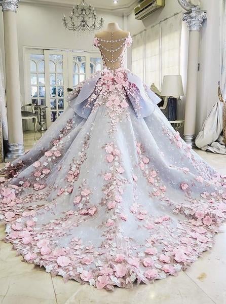 Pretty Backless Quinceanera Dress,Ball Gown Long Wedding/Prom Gown IN258
