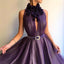 Purple Long A-line Split Cheap Prom Dresses With Flowers INH56
