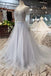 Long Sleeves V Neck Tulle A Line Sequins Prom Dresses INK10