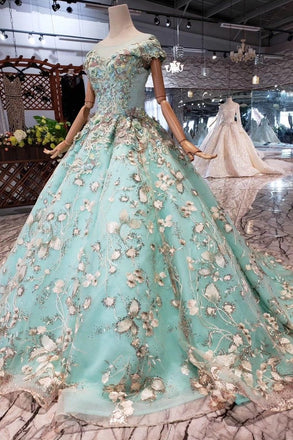 New Prom Dresses Ball Gown Quinceanera Dresses With Applique Beads INK15