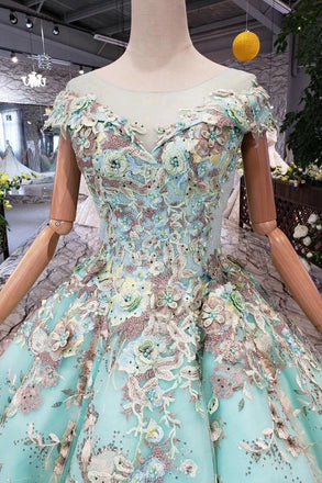 New Prom Dresses Ball Gown Quinceanera Dresses With Applique Beads INK15