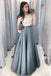 Two Piece Off the Shoulder Half Sleeves Prom Dress With Lace Top INJ64
