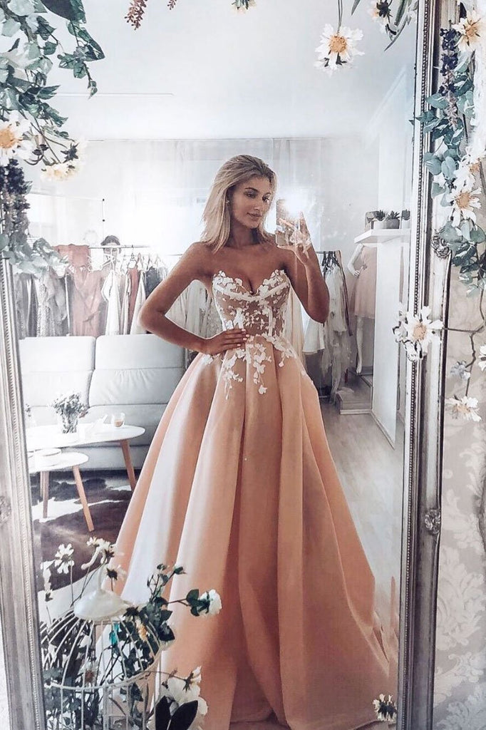 Sweetheart Tulle Lace Long Prom Dress Lace Evening Dress INP61