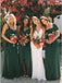 A-Line Dark Green Chiffon Long Cheap Bridesmaid Dress INS47