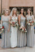 A-Line Spaghetti Straps Floor-Length Grey Chiffon Bridesmaid Dresses with Sequins INS43