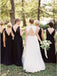 A-Line Round Neck Floor-Length Navy Blue Chiffon Bridesmaid Dresses INR93
