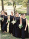 A-Line Round Neck Floor-Length Navy Blue Chiffon Bridesmaid Dresses INR93