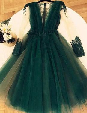 Cute A Line Tulle Green Short Homecoming Dresses,Graduation Dresses INC22