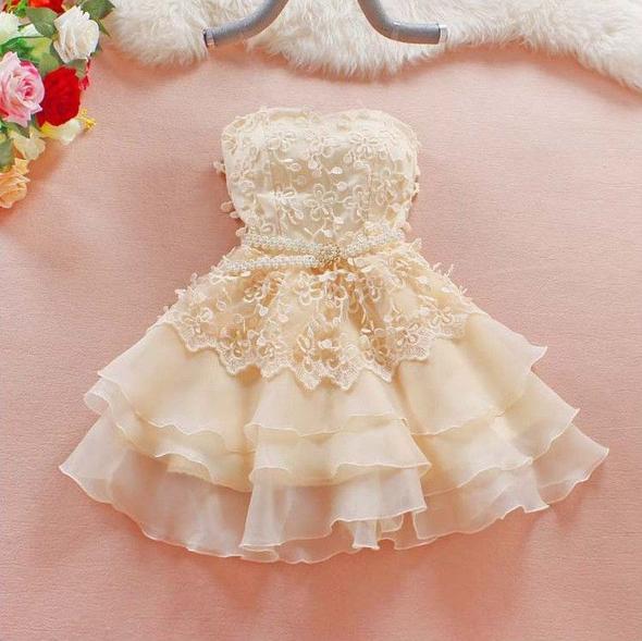 Cute A-Line Short Sweetheart Homecoming Dresses,Lace Short Strapless Summer Prom Dresses IN410