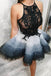 Cute Tulle Lace Short Prom Dress, Black Top Homecoming Dress INP53