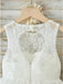 A-Line Jewel Open Back White Lace Flower Girl Dress INP28