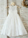 A-Line Jewel Open Back White Lace Flower Girl Dress INP28