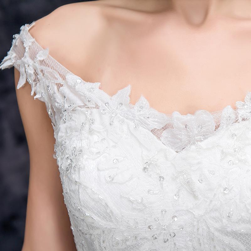 A Line Off the Shoulder Appliques Tulle Long Wedding Dress, Bridal Dresses INQ26