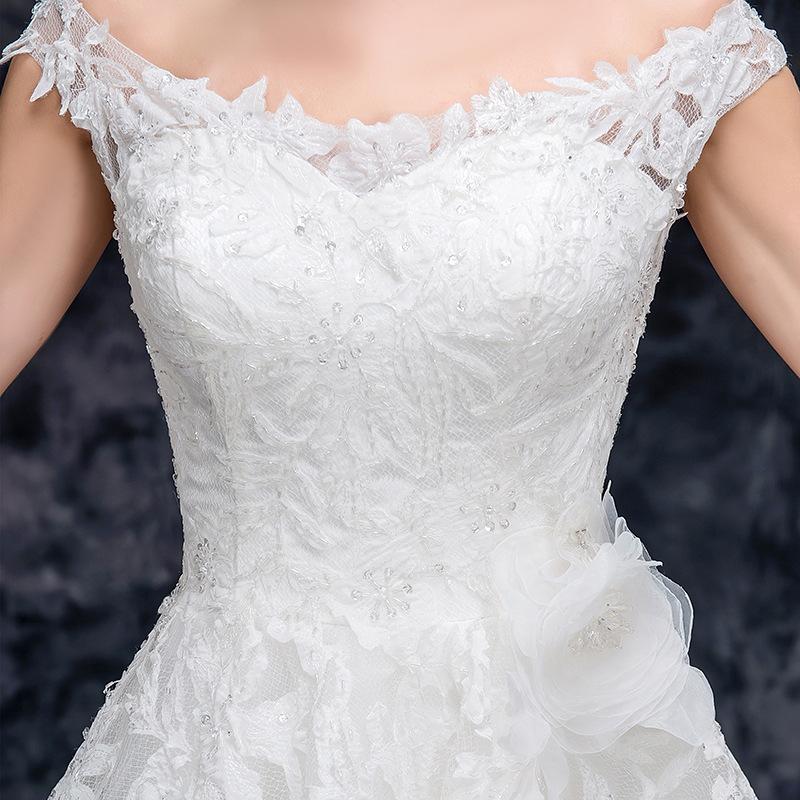 A Line Off the Shoulder Appliques Tulle Long Wedding Dress, Bridal Dresses INQ26