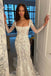 Illusion Mermaid Long Sleeves Tulle Appliques Wedding Dress Bridal Dresses IN1979
