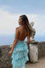 Pink Halter Ruffles Tulle Prom Dresses with Slit, A Line Long Backless Party Dress INDP11