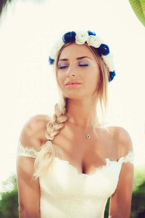 Casual Chiffon Off the Shoulder Long Off White Beach Wedding Dresses With Lace INA50