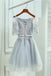 A-Line Off-the-Shoulder Short Half Sleeves Grey Tulle Homecoming/Prom Dress IN318