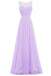 Simple Violet Chiffon Beading Cheap Elegant Long High Low Prom Dresses K741