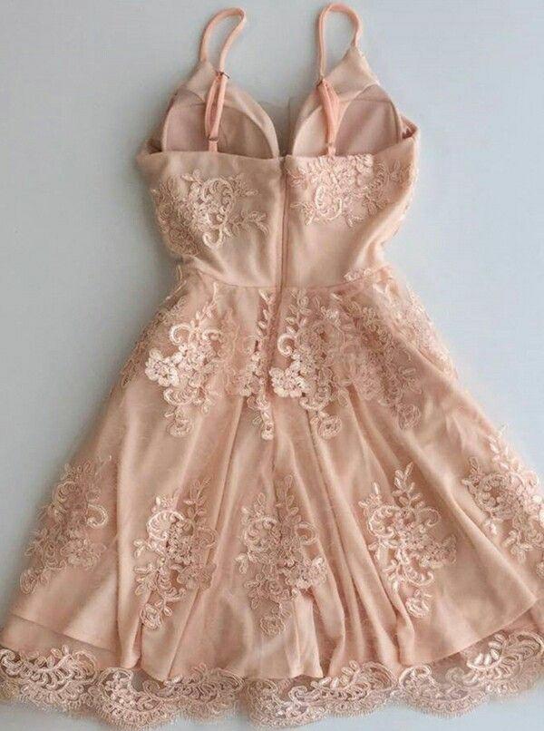 A-Line Spaghetti Straps Prom Dresses,Short Tulle Homecoming Dress with Appliques IN493