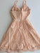 A-Line Spaghetti Straps Prom Dresses,Short Tulle Homecoming Dress with Appliques IN493