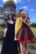 Cap Sleeves Black Lace Appliques Red Homecoming Dress INO31