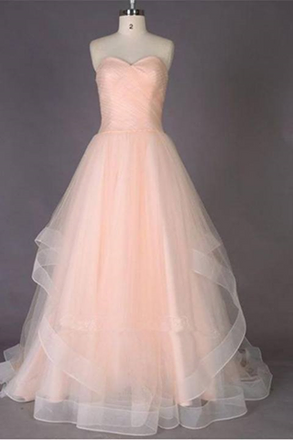 Simple Sweetheart A Line Tulle Long Prom Dresses IND56