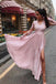 Burgundy Long Sleeves V Neck Lace Top A Line Long Prom Dresses IN838