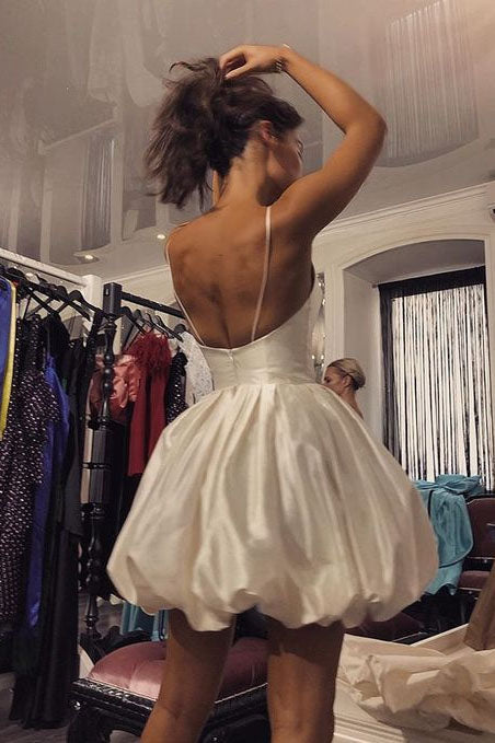 Off White Backless Homecoming Dress A Line Cute School Party Dress IN1845