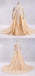 Pretty A-Line V-Neck Long Sleeves Tulle Appliques Floor Length Prom Dresses ING32