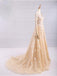Pretty A-Line V-Neck Long Sleeves Tulle Appliques Floor Length Prom Dresses ING32