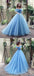 Princess Ball Gown Off Shoulder Blue Long Prom Dress,Quinceanera Dresses ING46