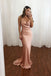 Pink Spaghetti Straps Mermaid Long Prom Dress Simple Evening Dress INQ34