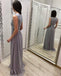 A Line Chiffon Long Prom Dresses, Cheap Sleeveless Evening Dress INJ18