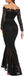 Mermaid Black Elegant Off the Shoulder Long Lace Long Sleeves Sexy Prom Dress IN141