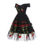 Charming Off the Shoulder Tulle Black Homecoming Dresses with Flowers INO45