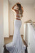 Strapless Sparkly Silver Open Back Long Sheath Party Cheap Prom Dresses INJ91